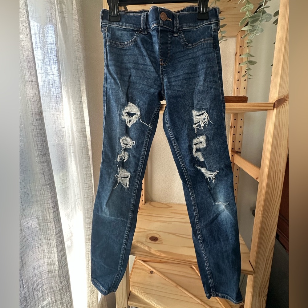 Abercrombie Kids Ripped Blue Skinny Jeans